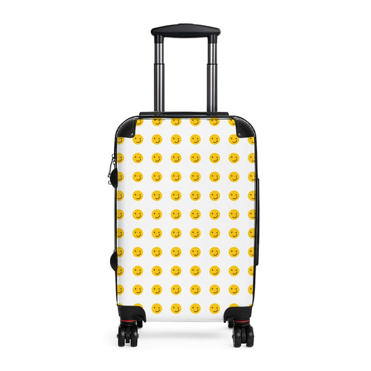 Getrott Emojis Winking Face Cabin Suitcase Inner Pockets Extended Storage Adjustable Telescopic Handle Inner Pockets Double wheeled Polycarbonate Hard-shell Built-in Lock