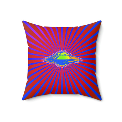 Geotrott Alien UFO Space Ship Flying Saucer Secret Aircraft Pink Blue Spun Polyester Square Pillow-Home Decor-Geotrott