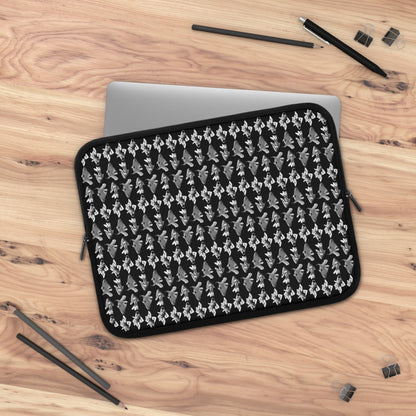 Getrott Black White Goldfish Pattern Black Laptop Sleeve-Laptop Sleeve-Geotrott