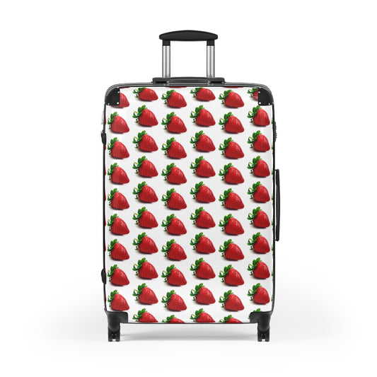 Getrott Strawberry Fruit Pattern Cabin Suitcase Extended Storage Adjustable Telescopic Handle Double wheeled Polycarbonate Hard-shell Built-in Lock-Bags-Geotrott