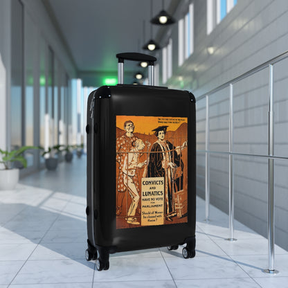 Getrott Convicts and Lunatics have No Vote for Parliament Black Cabin Suitcase Extended Storage Adjustable Telescopic Handle Double wheeled Polycarbonate Hard-shell Built-in Lock-Bags-Geotrott