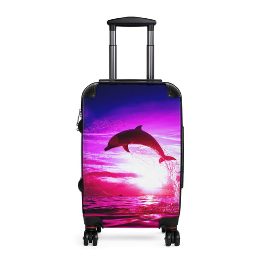 Getrott Dolphin Pink Dream Cabin Suitcase Extended Storage Adjustable Telescopic Handle Double wheeled Polycarbonate Hard-shell Built-in Lock Carry-On Travel Check Luggage 4-Wheel Spinner Suitcase Bag Multiple Colors and Sizes-Bags-Geotrott