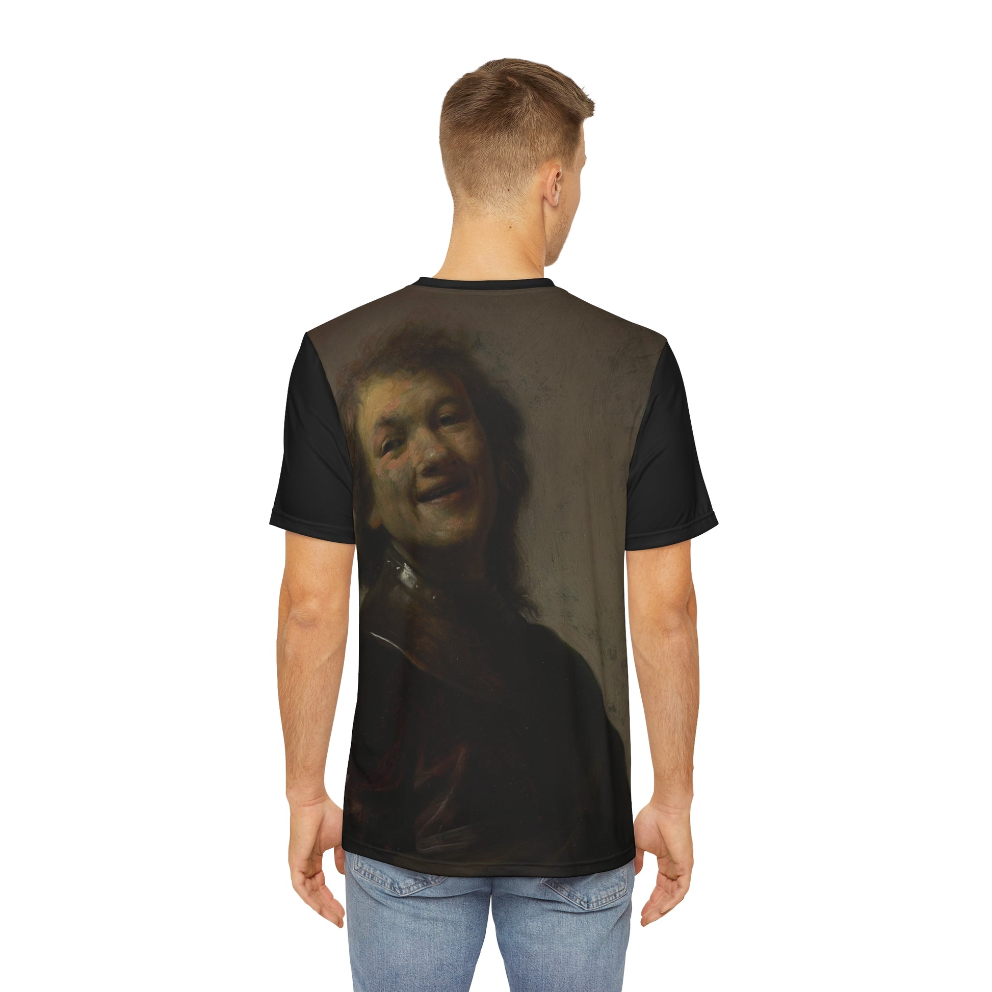 Rembrandt Laughing Painting by Rembrandt Classic Art Men's Polyester Tee (AOP)-All Over Prints-Geotrott