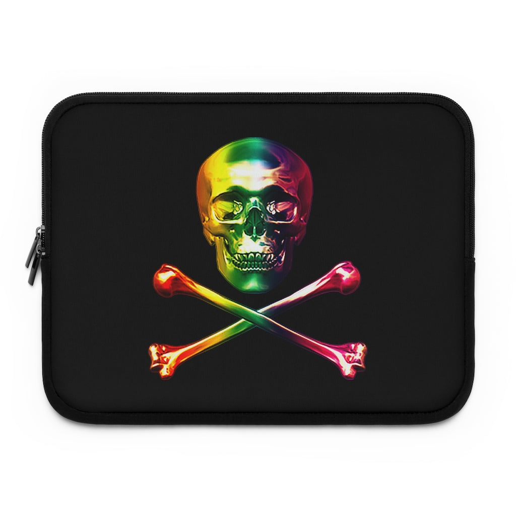 Getrott Rainbow Skull and Bones Black Laptop Sleeve