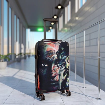 Getrott Dark Graffiti Face Art Cabin Suitcase Extended Storage Adjustable Telescopic Handle Double wheeled Polycarbonate Hard-shell Built-in Lock-Bags-Geotrott