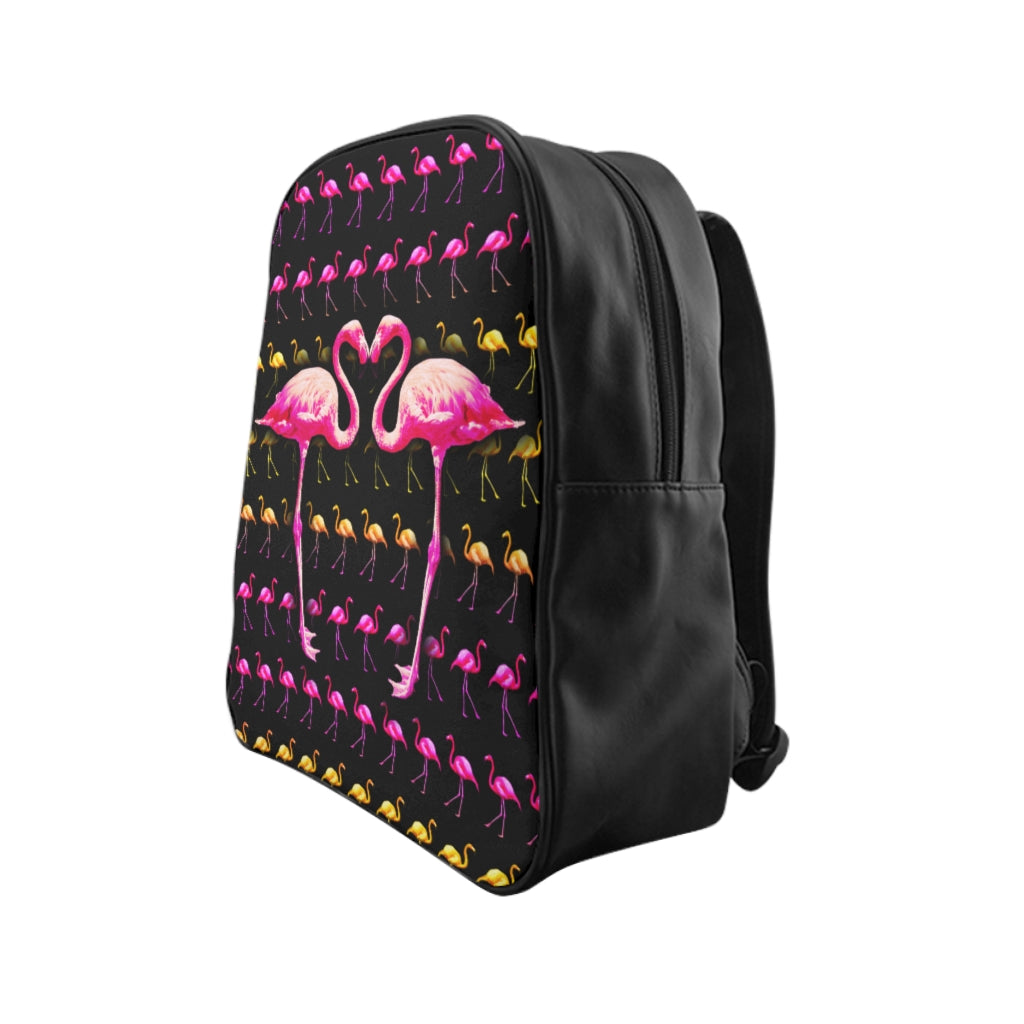Getrott Pink Flamingo Birds Kissing Art Padded School Backpack Carry-On Travel Check Luggage 4-Wheel Spinner Suitcase Bag Multiple Colors and Sizes