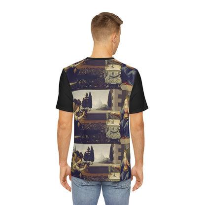 Leonardo da Vinci Annunciazione Grid Classic Art Men's Polyester Tee (AOP)-All Over Prints-Geotrott