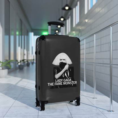 Getrott Lady Gaga The Fame Monster Black Cabin Suitcase Extended Storage Adjustable Telescopic Handle Double wheeled Polycarbonate Hard-shell Built-in Lock-Bags-Geotrott