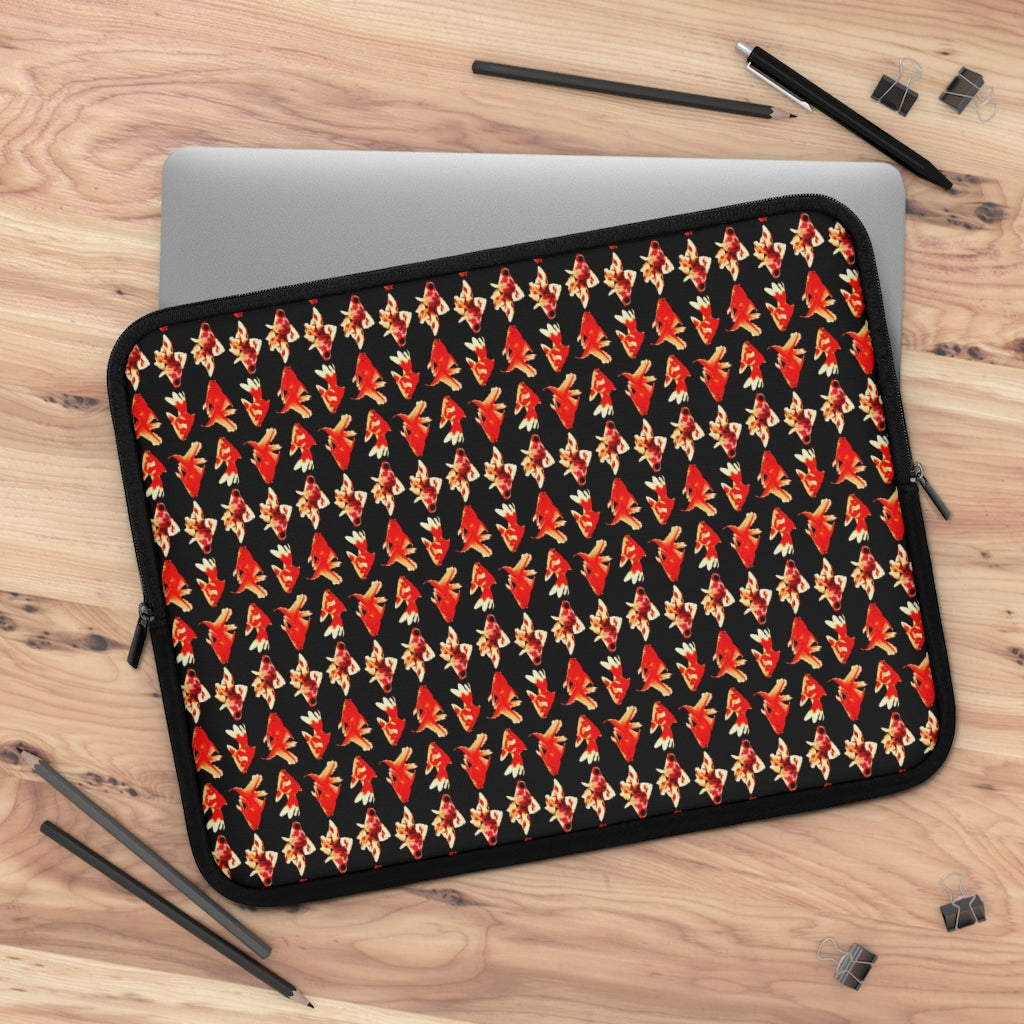 Getrott Red Goldfish Pattern Black Laptop Sleeve
