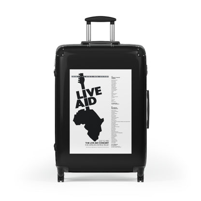 Getrott The Live Aid Concert July 13th 1985 For African Famine Relief World Classic Poster Black Cabin Suitcase Extended Storage Adjustable Telescopic Handle Double wheeled Polycarbonate Hard-shell Built-in Lock-Bags-Geotrott