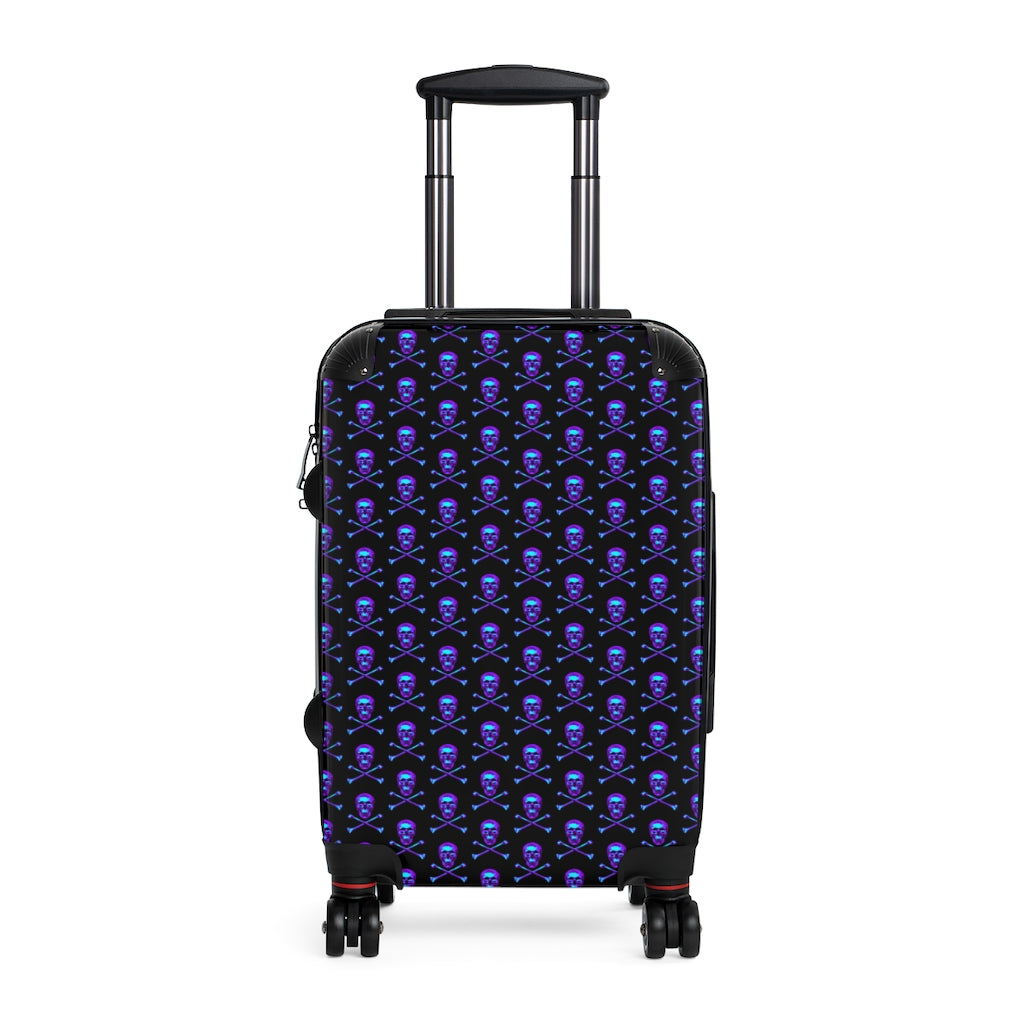 Getrott Blue Skull & Bones Pattern Black Cabbin Luggage Carry-On Travel Check Luggage 4-Wheel Spinner Suitcase Bag Multiple Colors and Sizes