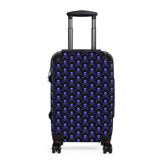 Getrott Blue Skull & Bones Pattern Black Cabbin Luggage Carry-On Travel Check Luggage 4-Wheel Spinner Suitcase Bag Multiple Colors and Sizes-Bags-Geotrott