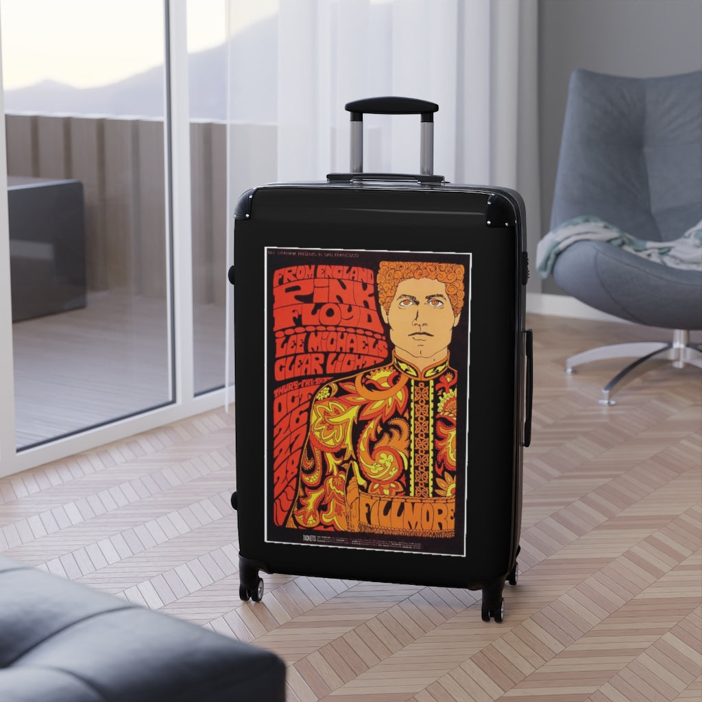 Getrott From England Pink Floyd Lee Michaels Clear Lights World Classic Poster Black Cabin Suitcase Inner Pockets Extended Storage Adjustable Telescopic Handle Inner Pockets Double wheeled Polycarbonate Hard-shell Built-in Lock