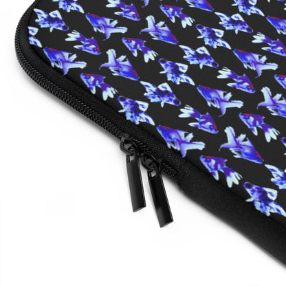 Getrott Blue Goldfish Pattern Black Laptop Sleeve-Laptop Sleeve-Geotrott