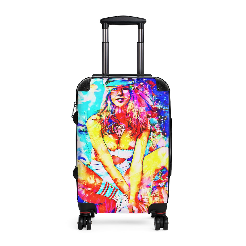 Getrott Sexy Captain Girl Graffiti Art Cabin Suitcase Inner Pockets Extended Storage Adjustable Telescopic Handle Inner Pockets Double wheeled Polycarbonate Hard-shell Built-in Lock