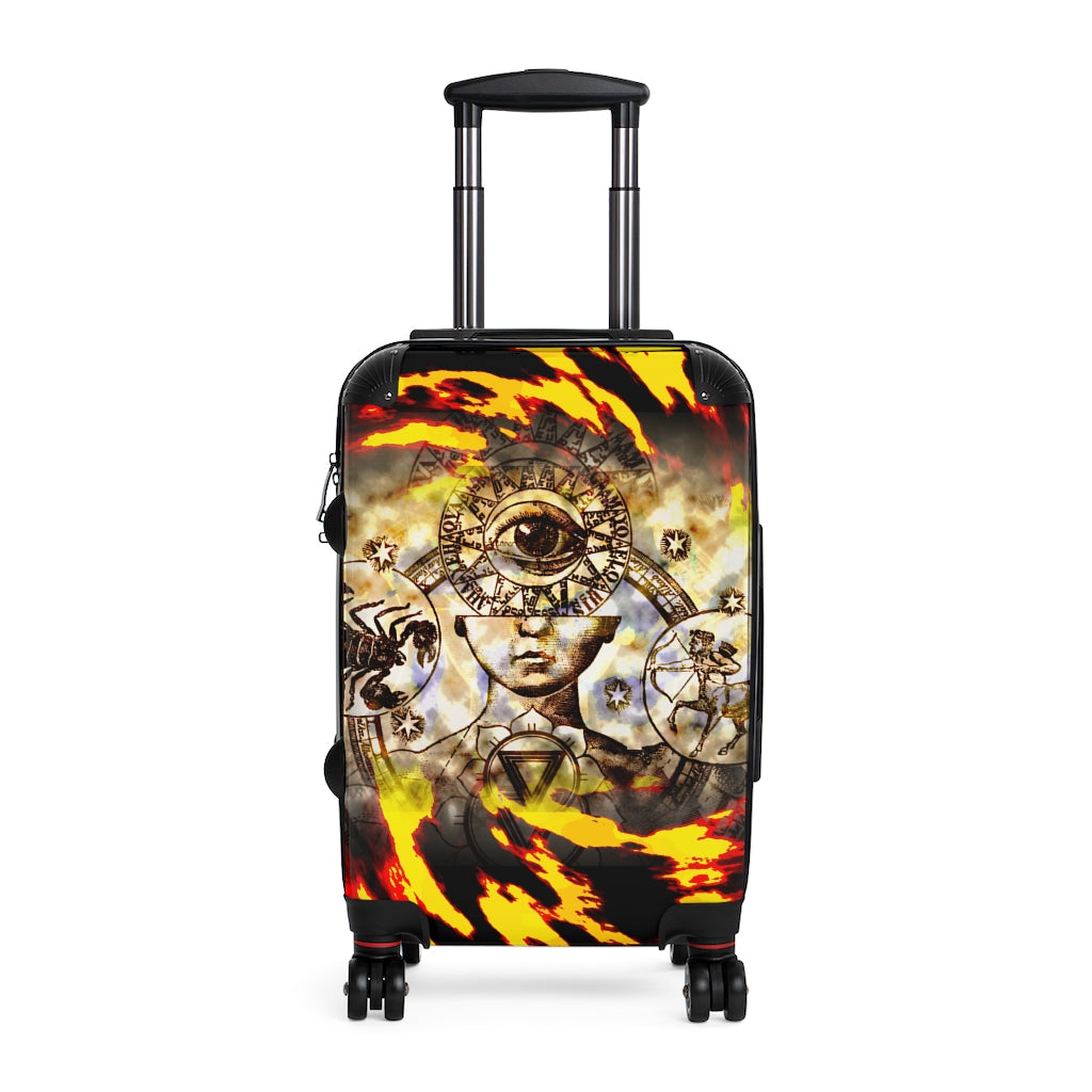 Getrott Scorpio Capricorn Zodiac Signs Cabin Suitcase Inner Pockets Extended Storage Adjustable Telescopic Handle Inner Pockets Double wheeled Polycarbonate Hard-shell Built-in Lock