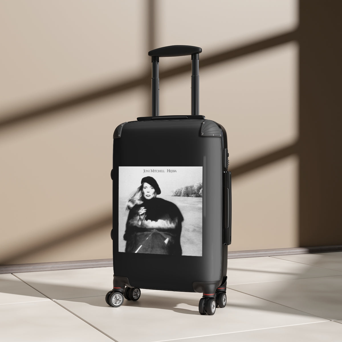 Getrott Joni Mitchell Hejira 1976 Black Cabin Suitcase Extended Storage Adjustable Telescopic Handle Double wheeled Polycarbonate Hard-shell Built-in Lock-Bags-Geotrott