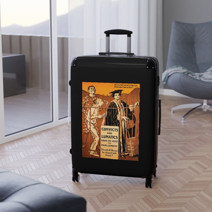 Getrott Convicts and Lunatics have No Vote for Parliament Black Cabin Suitcase Extended Storage Adjustable Telescopic Handle Double wheeled Polycarbonate Hard-shell Built-in Lock-Bags-Geotrott