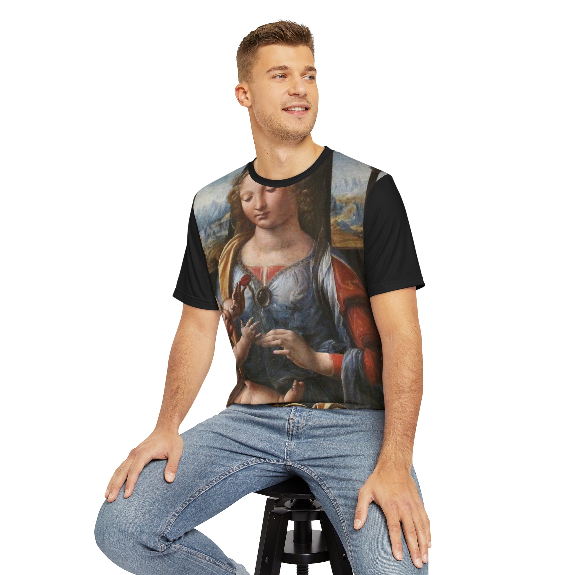 Leonardo da Vinci Madonna of the Carnation Classic Art Men's Polyester Tee (AOP)-All Over Prints-Geotrott