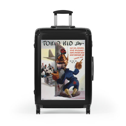 Getrott Tokio Kid Say Oh So Joyfull World Classic Poster Black Cabin Suitcase Extended Storage Adjustable Telescopic Handle Double wheeled Polycarbonate Hard-shell Built-in Lock-Bags-Geotrott