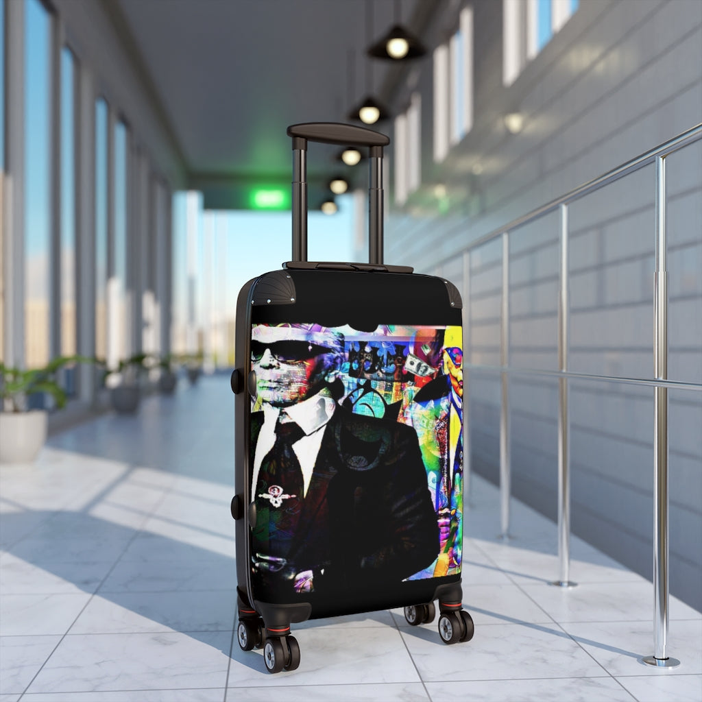 Getrott Eddy Bogaert Graffiti Art Karl Lagerfeld Cabin Suitcase Inner Pockets Extended Storage Adjustable Telescopic Handle Inner Pockets Double wheeled Polycarbonate Hard-shell Built-in Lock