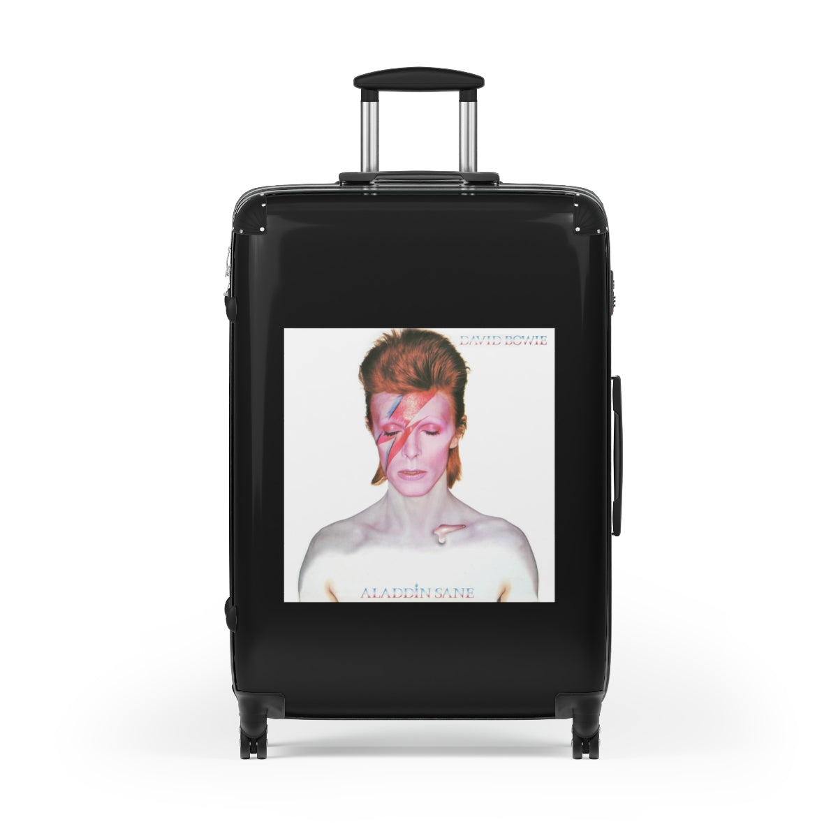 Getrott David Bowie Aladdin Sane 1973 Black Cabin Suitcase Inner Pockets Extended Storage Adjustable Telescopic Handle Inner Pockets Double wheeled Polycarbonate Hard-shell Built-in Lock