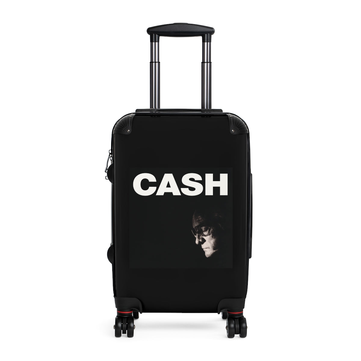 Getrott Johnny Cash Black Cabin Suitcase Inner Pockets Extended Storage Adjustable Telescopic Handle Inner Pockets Double wheeled Polycarbonate Hard-shell Built-in Lock Carry-On Travel Check Luggage 4-Wheel Spinner Suitcase Bag Multiple Colors and Sizes