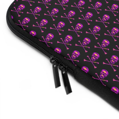 Getrott Pink Skull and Bones Pattern Black Laptop Sleeve-Laptop Sleeve-Geotrott