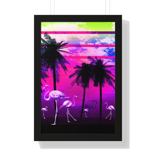 Getrott Pink Beach Flamingo Sunset Framed Paper Posters LexJet Premium 200 gsm paper-Poster-Geotrott