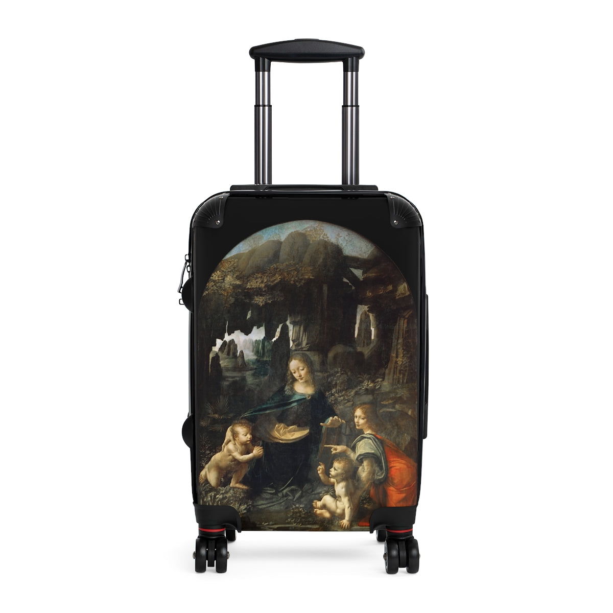 Getrott The Virgin of the Rocks by Leonardo Da Vinci Black Cabin Suitcase Extended Storage Adjustable Telescopic Handle Double wheeled Polycarbonate Hard-shell Built-in Lock-Bags-Geotrott