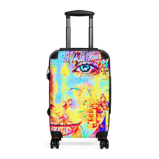 Getrott Charlotte Face Graffiti Art Cabin Suitcase Extended Storage Adjustable Telescopic Handle Double wheeled Polycarbonate Hard-shell Built-in Lock-Bags-Geotrott