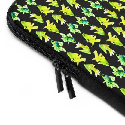 Getrott Green Goldfish Pattern Black Laptop Sleeve-Laptop Sleeve-Geotrott