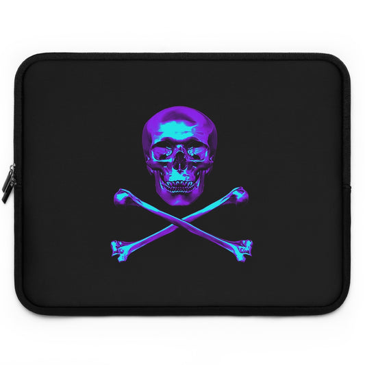 Getrott Purple Blue Skull and Bones Black Laptop Sleeve-Laptop Sleeve-Geotrott