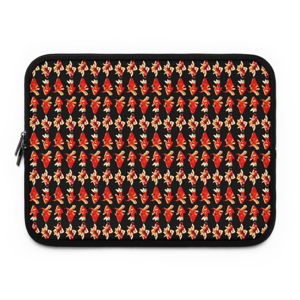 Getrott Red Goldfish Pattern Black Laptop Sleeve-Laptop Sleeve-Geotrott