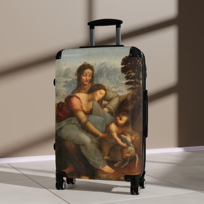 Getrott The Virgin and Child with Saint Anne by Leonardo Da Vinci Black Cabin Suitcase Extended Storage Adjustable Telescopic Handle Double wheeled Polycarbonate Hard-shell Built-in Lock-Bags-Geotrott