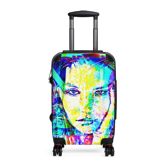 Getrott Gianna Face Graffiti Art Cabin Suitcase Extended Storage Adjustable Telescopic Handle Double wheeled Polycarbonate Hard-shell Built-in Lock-Bags-Geotrott
