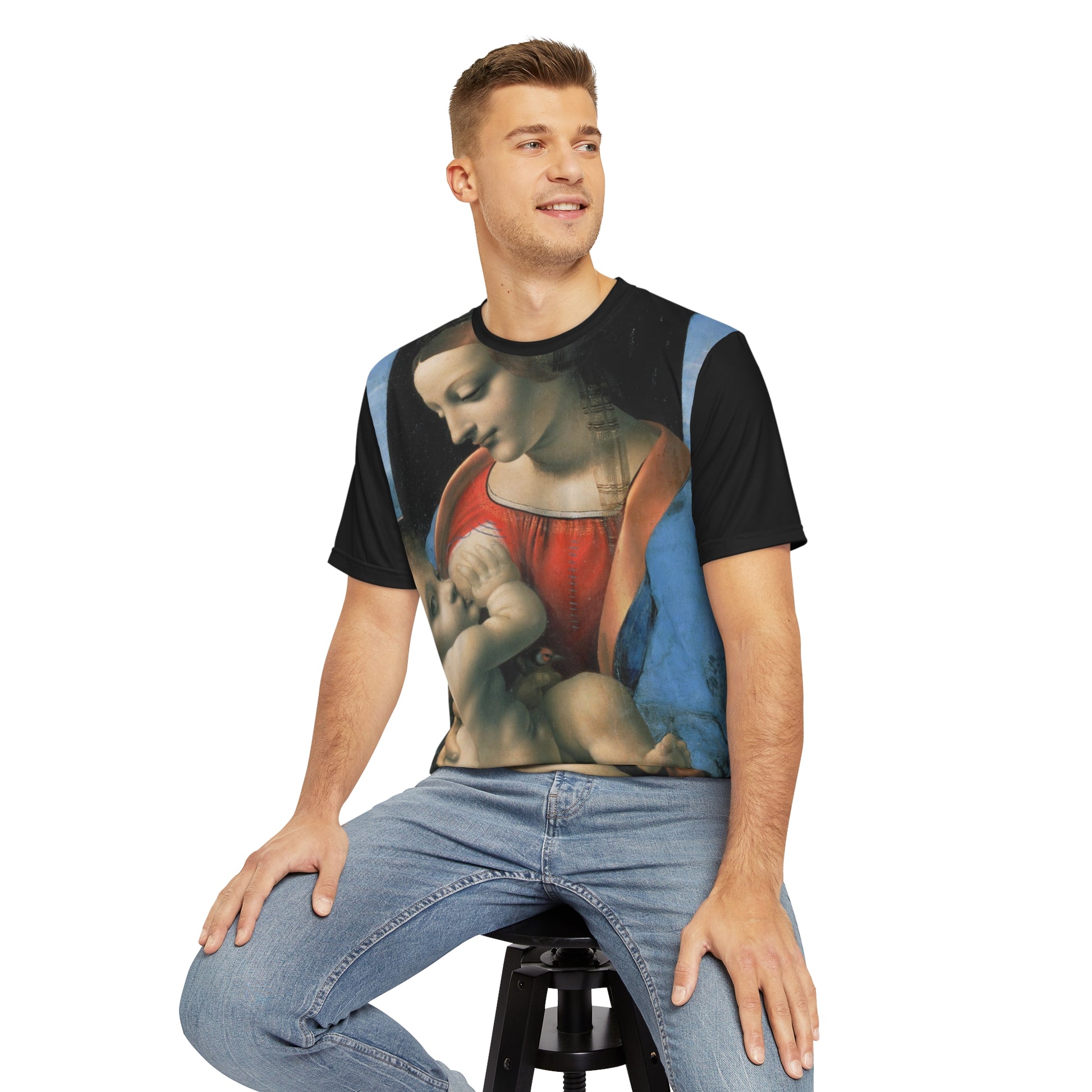 Leonardo Da Vinci Madonna Litta Classic Art Men's Polyester Tee (AOP)-All Over Prints-Geotrott