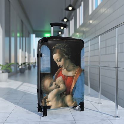Getrott The Madonna Litta by Leonardo Da Vinci Black Cabin Suitcase Extended Storage Adjustable Telescopic Handle Double wheeled Polycarbonate Hard-shell Built-in Lock-Bags-Geotrott
