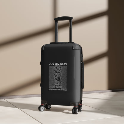 Getrott Joy Division Unknown Pleasures 1979 Black Cabin Suitcase Extended Storage Adjustable Telescopic Handle Double wheeled Polycarbonate Hard-shell Built-in Lock-Bags-Geotrott