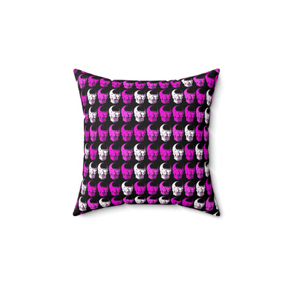 Pink Purple White Skulls Grid Spun Polyester Square Pillow-Home Decor-Geotrott