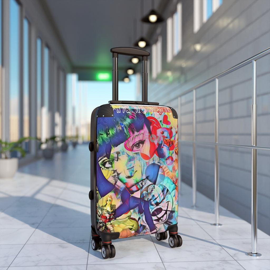 Getrott Cool Pop Star Graffiti Cabin Suitcase Extended Storage Adjustable Telescopic Handle Double wheeled Polycarbonate Hard-shell Built-in Lock-Bags-Geotrott