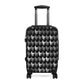 Getrott Black & White Skull Print Pattern Cabin Suitcase Inner Pockets Extended Storage Adjustable Telescopic Handle Inner Pockets Double wheeled Polycarbonate Hard-shell Built-in Lock