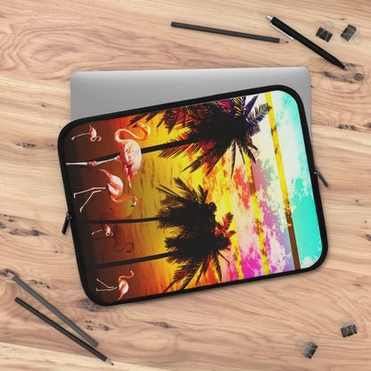 Getrott Beach Sunset Flamingos Laptop Sleeve-Laptop Sleeve-Geotrott