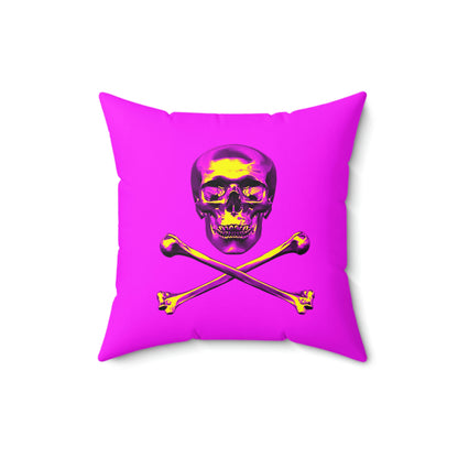 Geotrott Pink Skull & Bones Spun Polyester Square Pillow-Home Decor-Geotrott