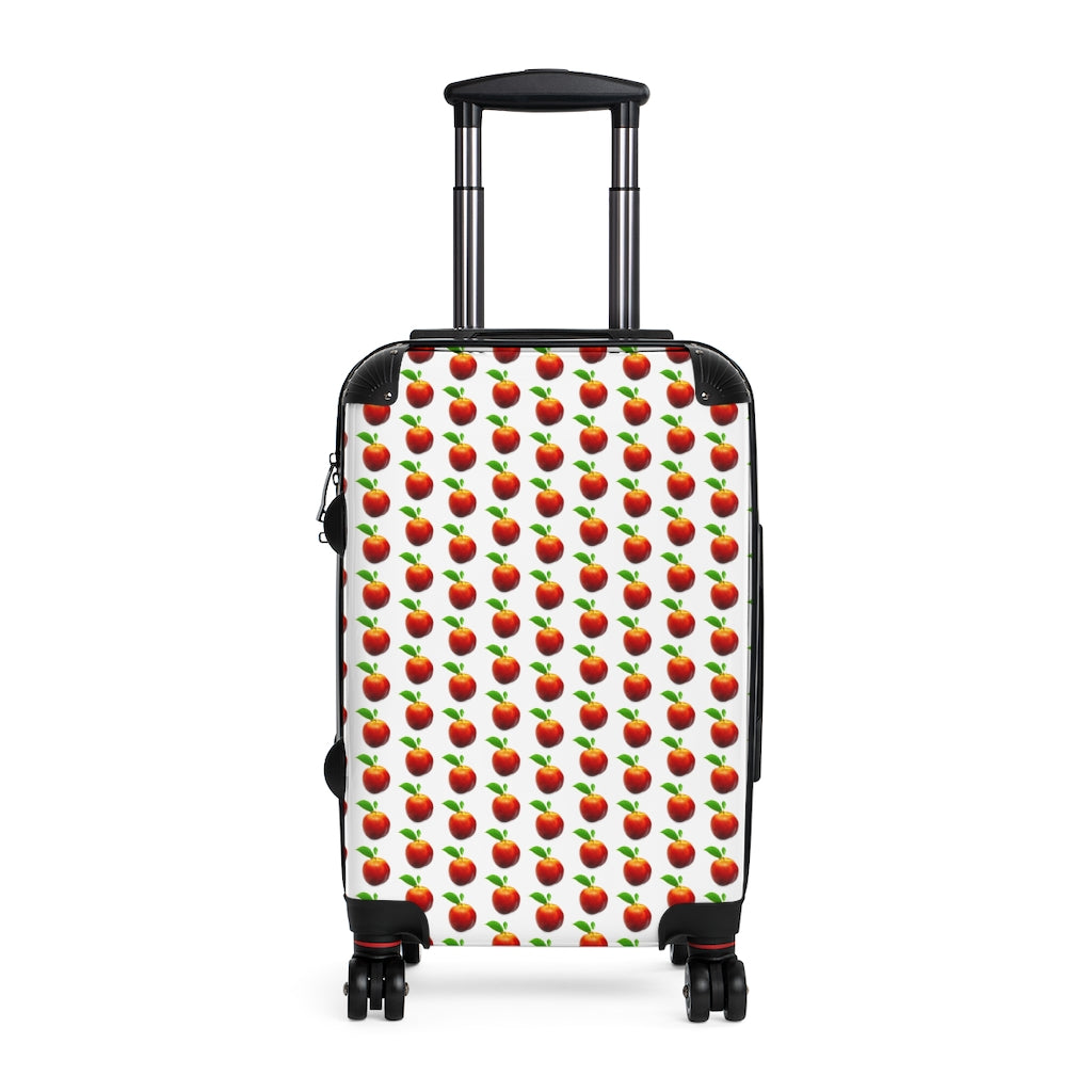 Getrott Peaches Fruit Print Pattern Cabin Suitcase Inner Pockets Extended Storage Adjustable Telescopic Handle Inner Pockets Double wheeled Polycarbonate Hard-shell Built-in Lock