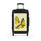 Getrott Yellow Butterfly Ornithoptera Goliath var Titan Black Cabin Suitcase Inner Pockets Extended Storage Adjustable Telescopic Handle Inner Pockets Double wheeled Polycarbonate Hard-shell Built-in Lock