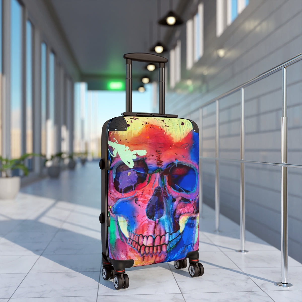 Getrott Eddy Bogaert Halloween Skull Graffiti Art Collection Poster 1 Black Cabin Suitcase Inner Pockets Extended Storage Adjustable Telescopic Handle Inner Pockets Double wheeled Polycarbonate Hard-shell Built-in Lock