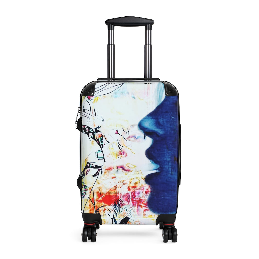 Getrott Eddy Bogaert Graffiti Art Girl Blue Face and Bugs Bunny Cabin Suitcase Inner Pockets Extended Storage Adjustable Telescopic Handle Inner Pockets Double wheeled Polycarbonate Hard-shell Built-in Lock