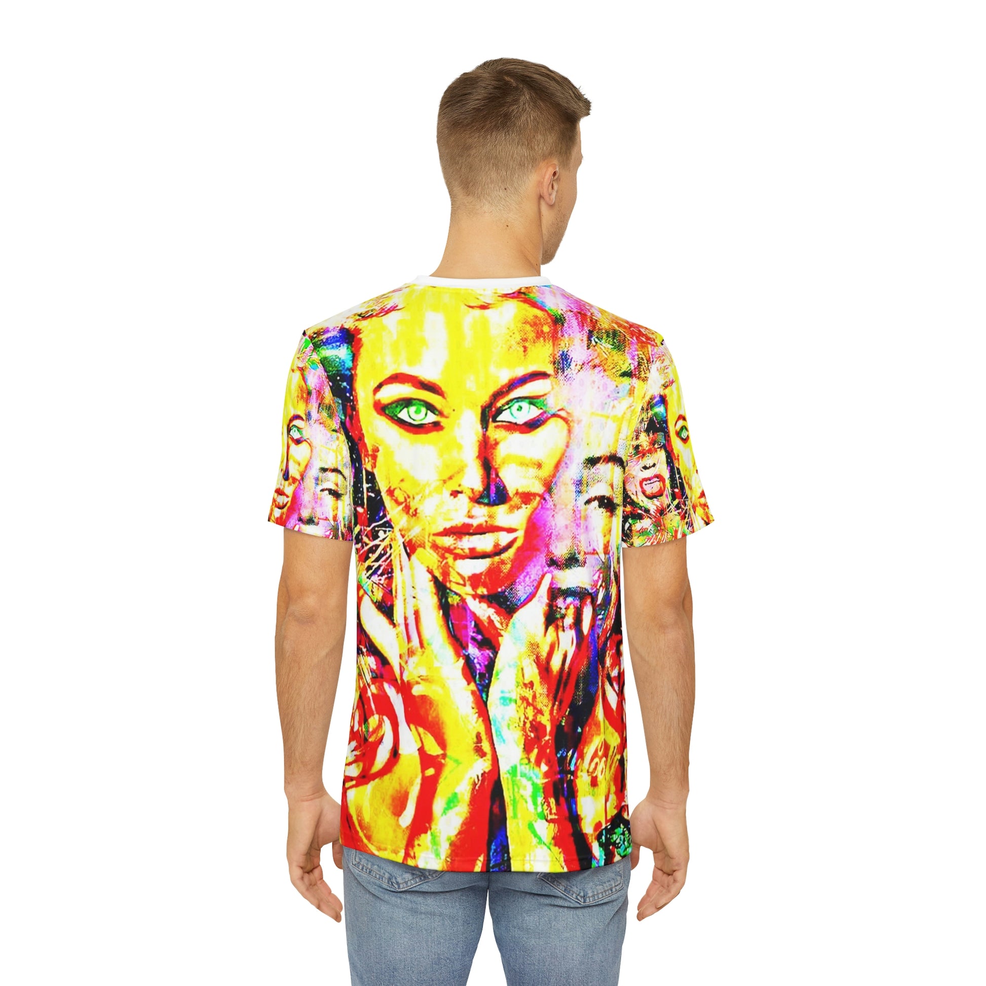 Copy of Copy of Copy of Copy of Copy of Copy of Copy of Copy of Eddy Bogaert Graffiti Bieber Statue of Liberty Art Men's Polyester Tee (AOP)-All Over Prints-Geotrott