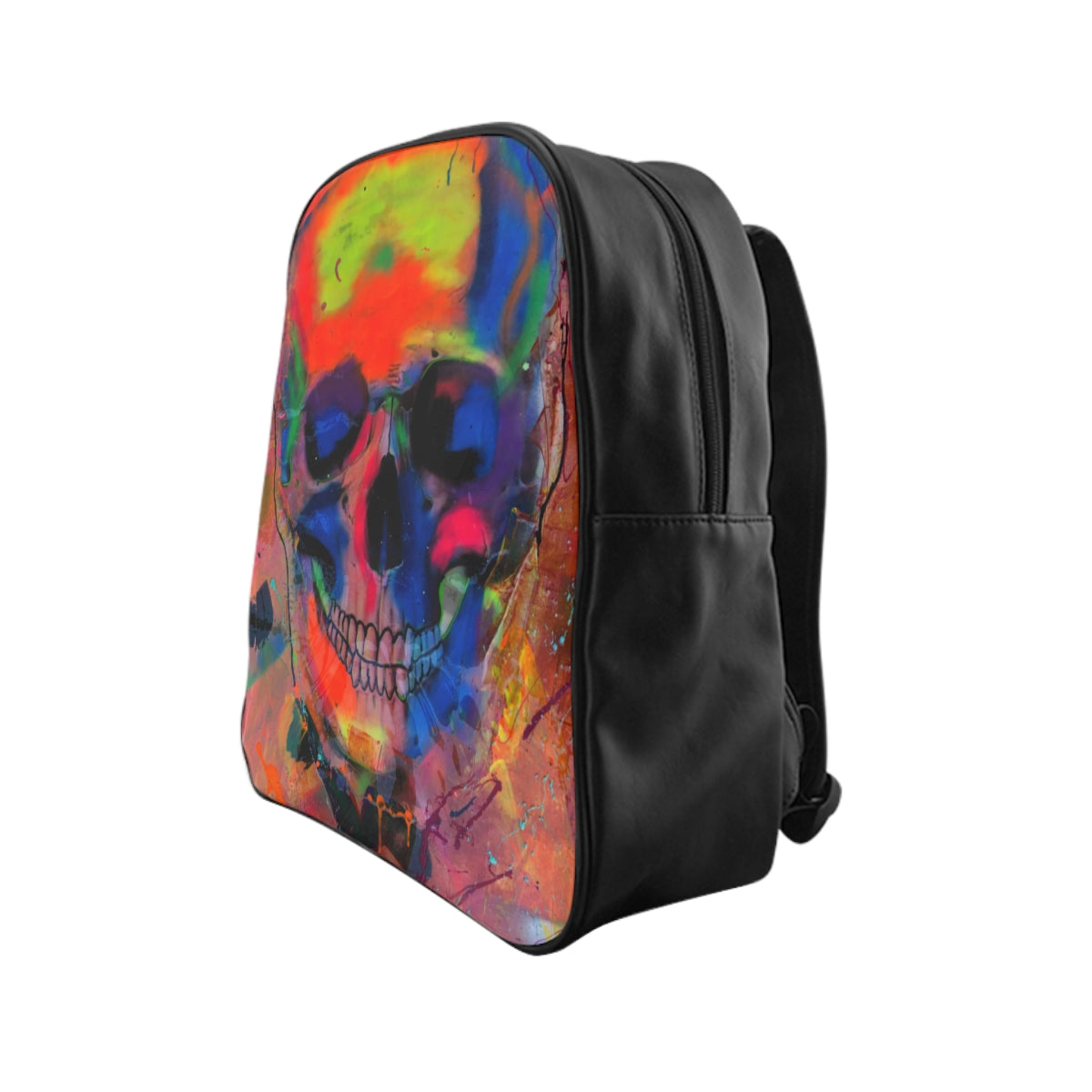 Getrott Eddy Bogaert Halloween Skull Graffiti Art Collection Poster 2 Black School Backpack Carry-On Travel Check Luggage 4-Wheel Spinner Suitcase Bag Multiple Colors and Sizes